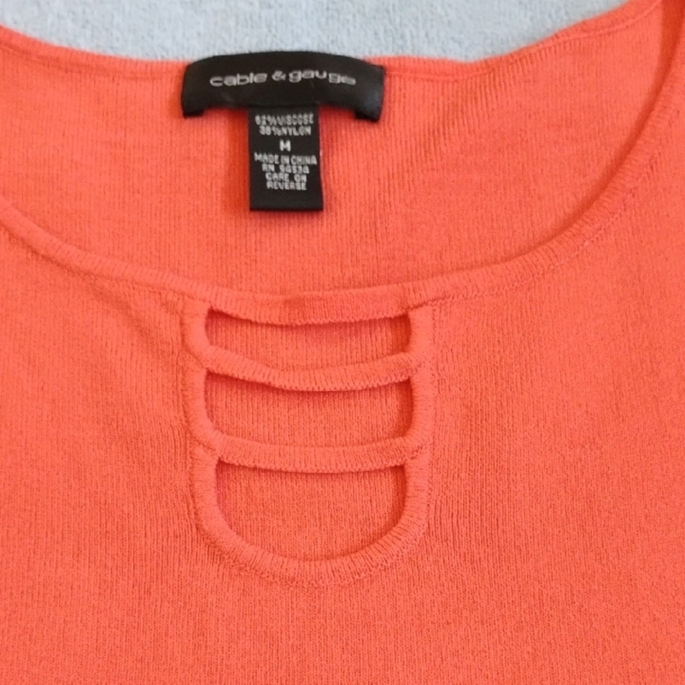 Cable & Gauge Orange Sleeveless Fitted Tank Top - Picture 3 of 8